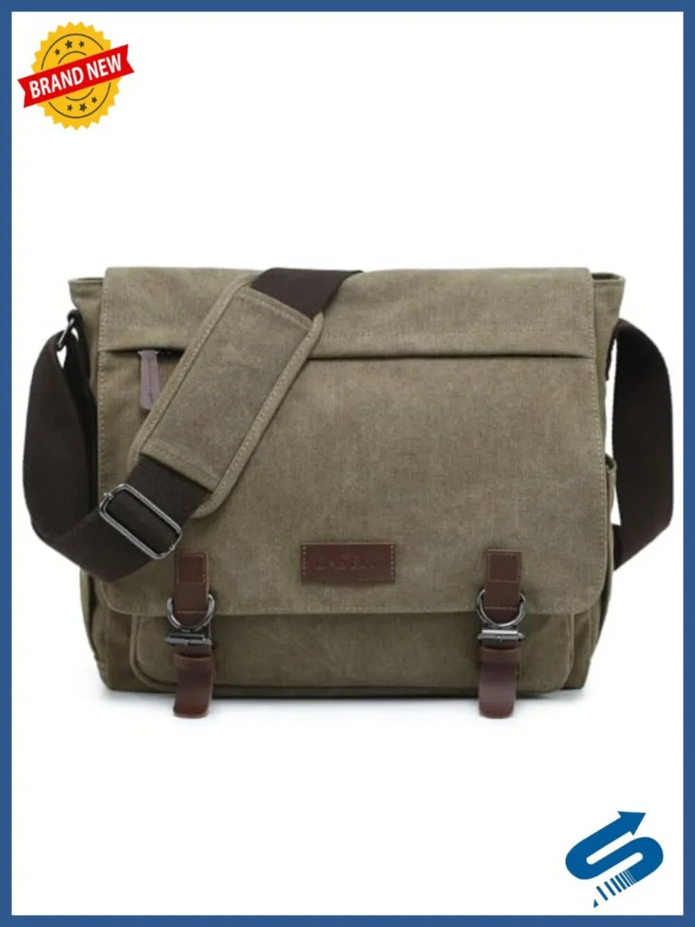 Vintage Canvas Messenger Shoulder Bag Travel Crossbody Purse for 15in Laptop